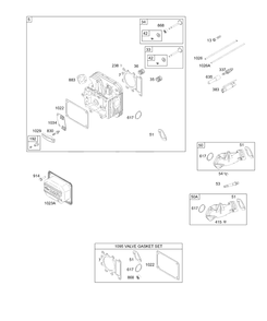 Head, Intake Manifold, Valve Gasket Set Diagram and Parts List for 311707-0116-XX  Briggs and Stratton Engine
